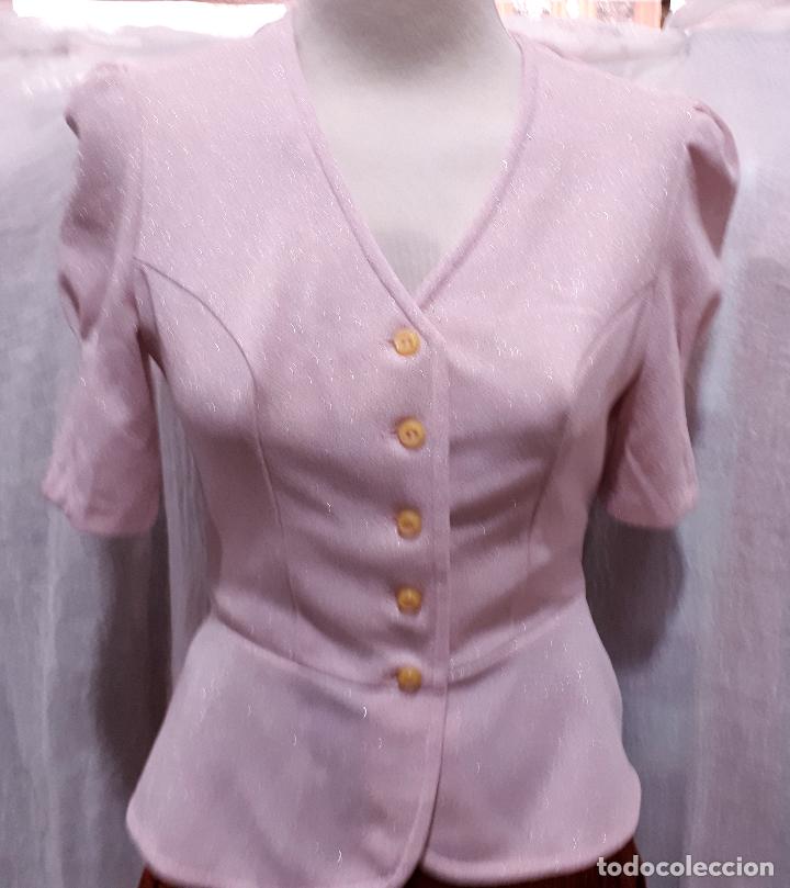 Morbosidad romántico Amasar blusa años 60 manga corta afarolada rosa clara - Compra venta en  todocoleccion
