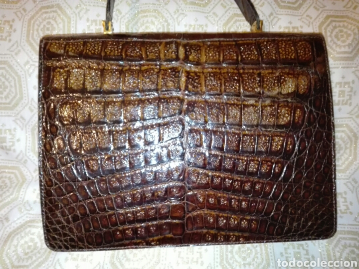 Vintage: BOLSO DE COCODRILO A&Ntilde;OS 50. - Foto 2