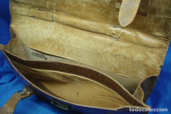Vintage: ANTIGUA CARTERA DE CUERO - Foto 6