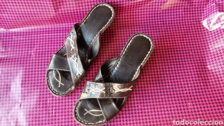 Vintage: SANDALIAS PIEL NEGRA - Foto 2