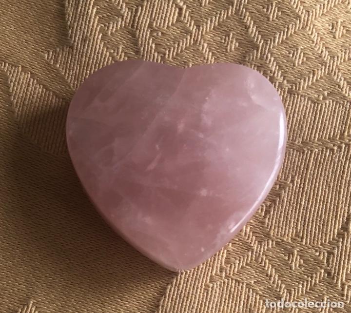 Vintage: COLGANTE CON FORMA DE CORAZ&Oacute;N DE CUARZO ROSA - Foto 2