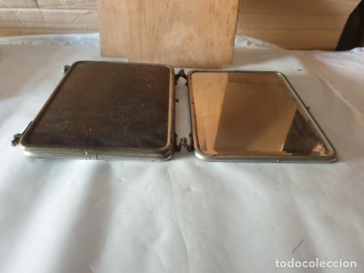 Vintage: TRIPLE ESPEJO PLATA Y PIEL - Foto 4