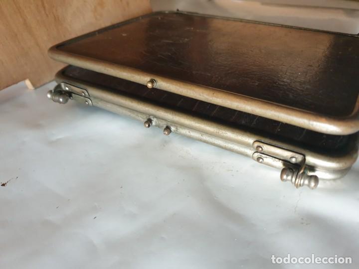 Vintage: TRIPLE ESPEJO PLATA Y PIEL - Foto 11