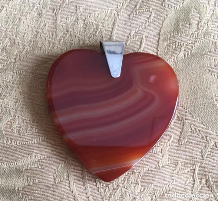 Vintage: COLGANTE CON FORMA DE CORAZ&Oacute;N DE &Aacute;GATA NATURAL - Foto 4