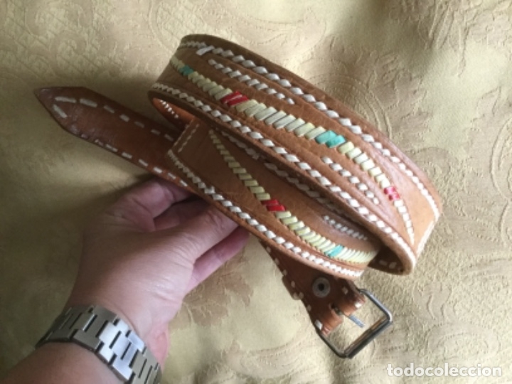 Vintage: CINTURON DE CUERO ETNICO - Foto 2