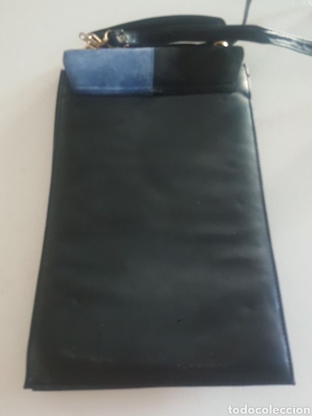 Vintage: Bolso de piel negro y azul. - Foto 3