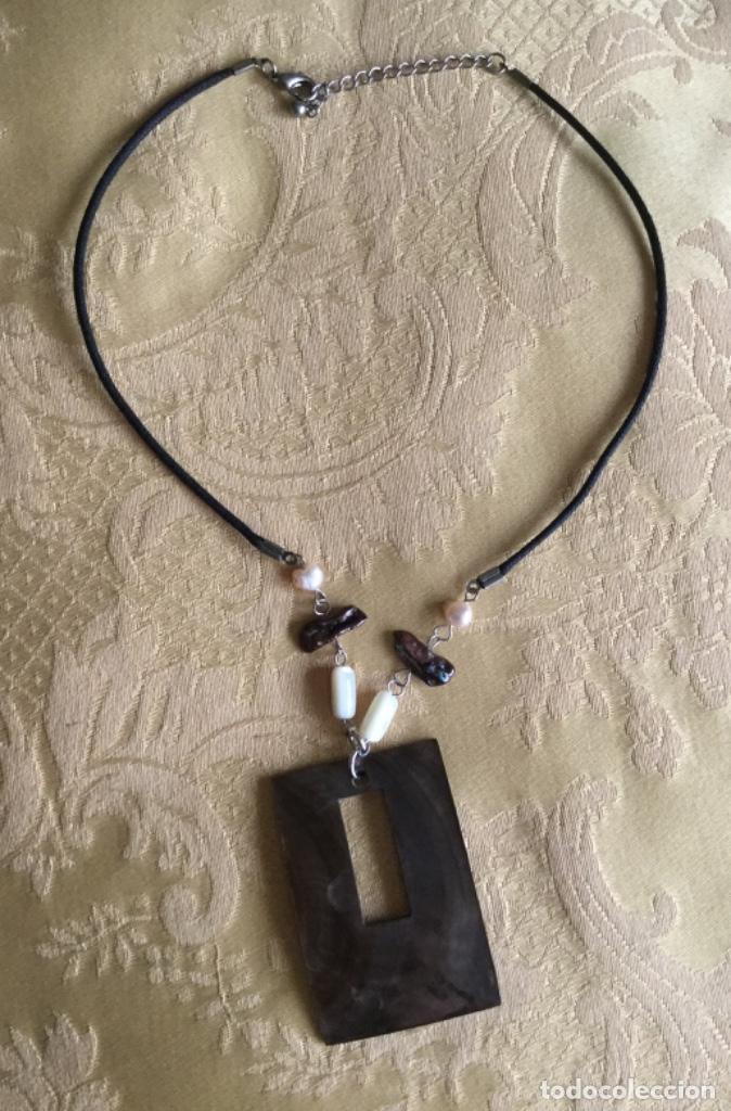 Vintage: COLLAR DE CORD&Oacute;N DE N&Aacute;CAR Y PERLAS NATURALES - Foto 2