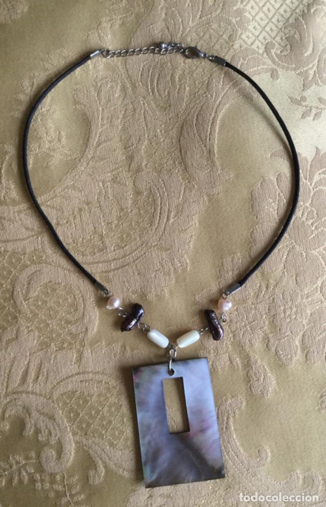 Vintage: COLLAR DE CORD&Oacute;N DE N&Aacute;CAR Y PERLAS NATURALES - Foto 3