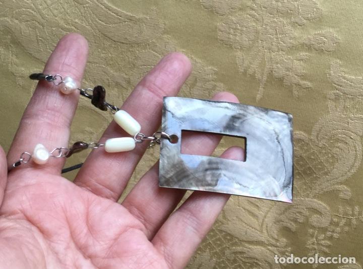 Vintage: COLLAR DE CORD&Oacute;N DE N&Aacute;CAR Y PERLAS NATURALES - Foto 7