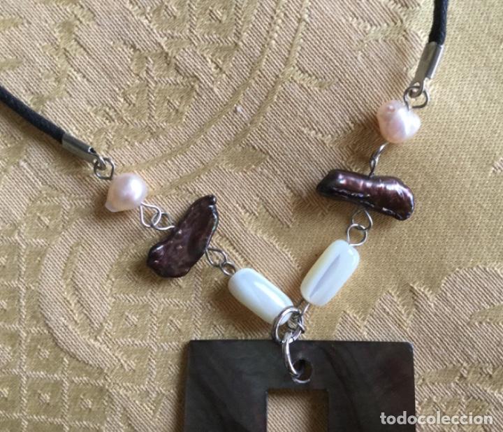 Vintage: COLLAR DE CORD&Oacute;N DE N&Aacute;CAR Y PERLAS NATURALES - Foto 8