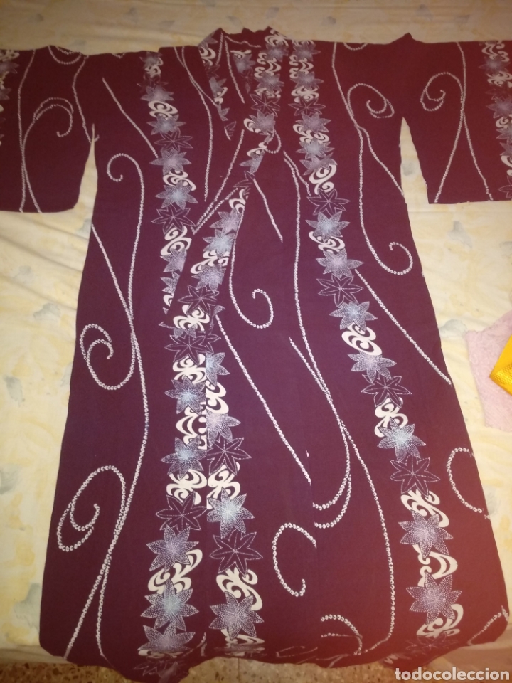 Vintage: KIMONO JAPON&Eacute;S ALGOD&Oacute;N CON OBI EN SEDA. - Foto 1