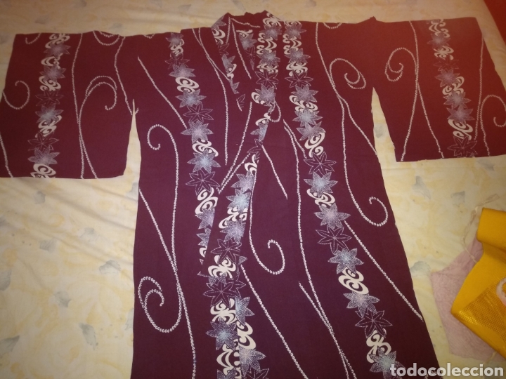 Vintage: KIMONO JAPON&Eacute;S ALGOD&Oacute;N CON OBI EN SEDA. - Foto 2