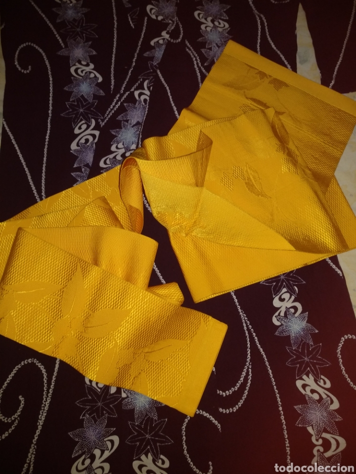 Vintage: KIMONO JAPON&Eacute;S ALGOD&Oacute;N CON OBI EN SEDA. - Foto 5