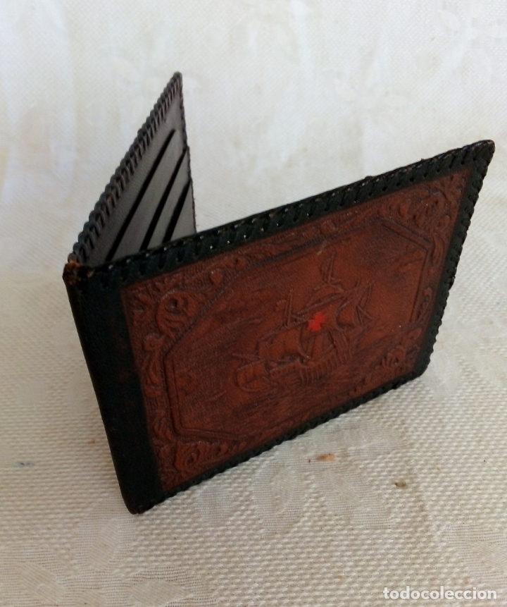 Vintage: BILLETERA DE PIEL REPUJADA. - Foto 4