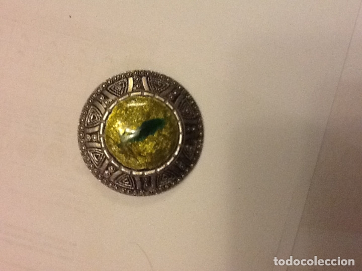 Vintage: BROCHE METAL Y ESMALTE VERDE - Foto 1