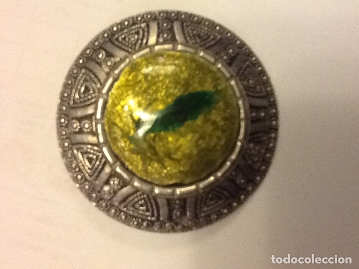 Vintage: BROCHE METAL Y ESMALTE VERDE - Foto 2