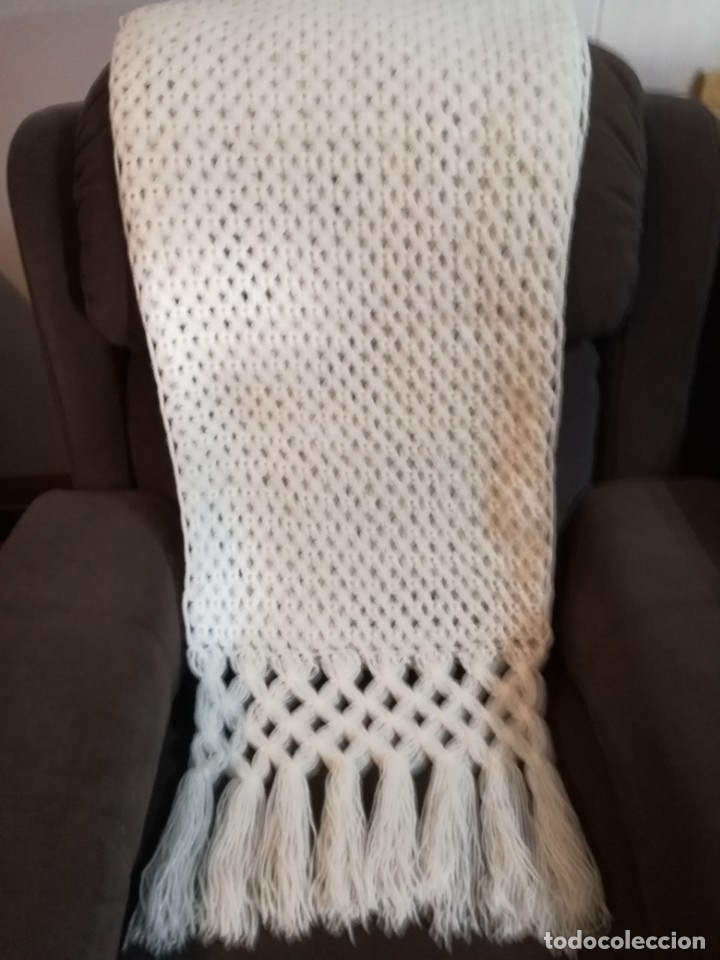 Vintage: ANTIGUO CHAL DE LANA HECHO A MANO. - Foto 4