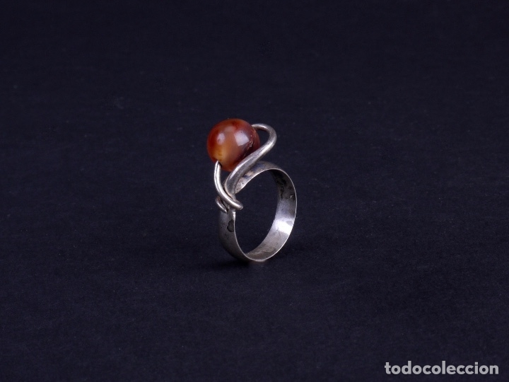 Vintage: ANILLO PLATA Y AMBAR - Foto 1