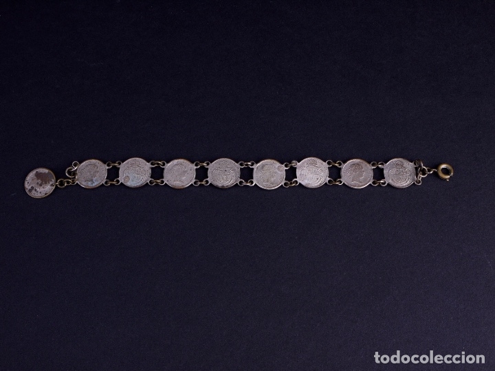 Vintage: PULSERA CON MONEDAS DE 10 CENTIMOS - Foto 1