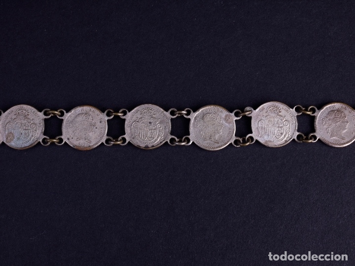 Vintage: PULSERA CON MONEDAS DE 10 CENTIMOS - Foto 2