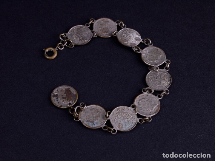 Vintage: PULSERA CON MONEDAS DE 10 CENTIMOS - Foto 3