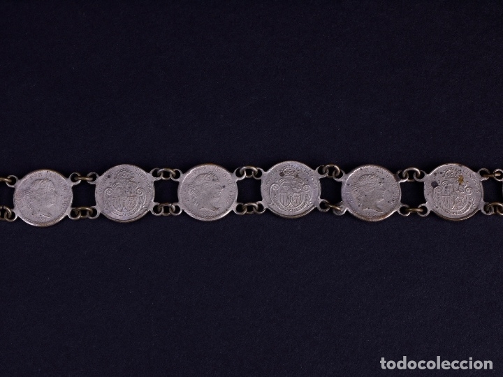 Vintage: PULSERA CON MONEDAS DE 10 CENTIMOS - Foto 4