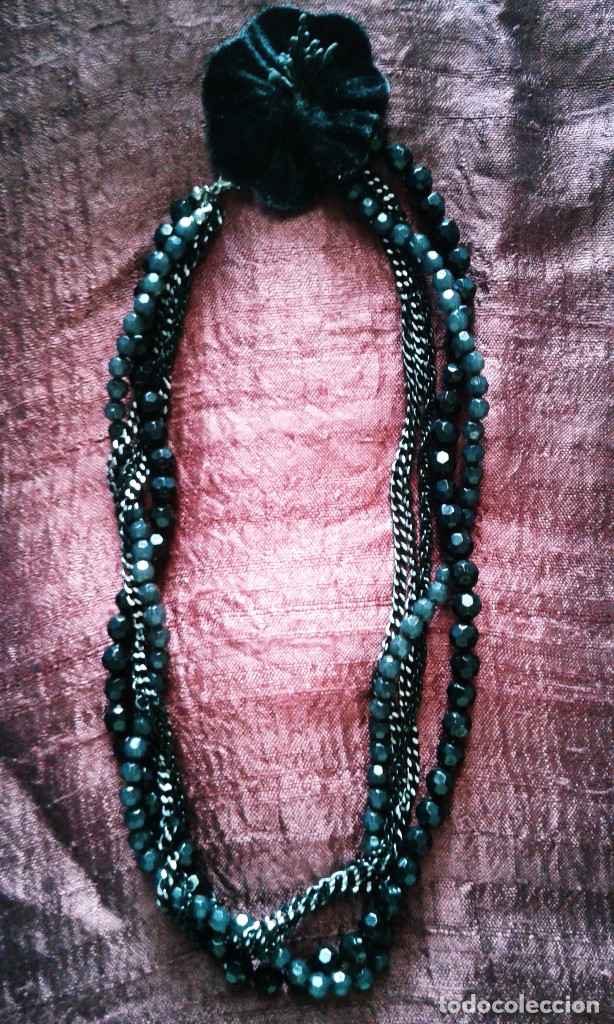 Vintage: COLLAR CUENTAS NEGRAS Y CADENA de 5 VUELTAS - Foto 1
