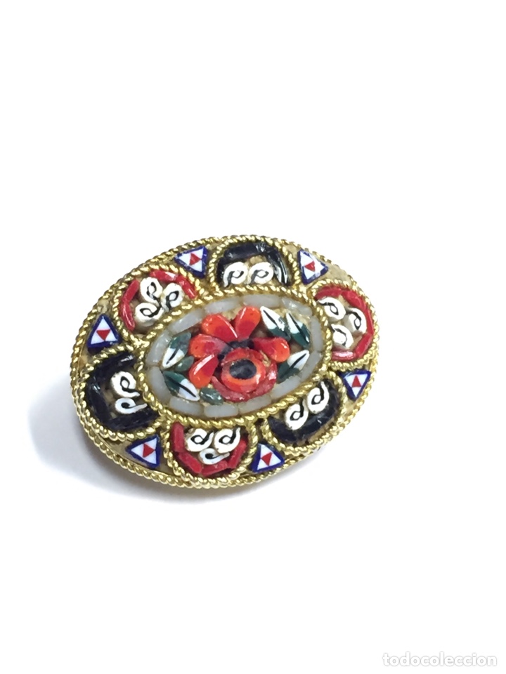 Vintage: Broche de lat&oacute;n pintado a mano /B71 - Foto 2