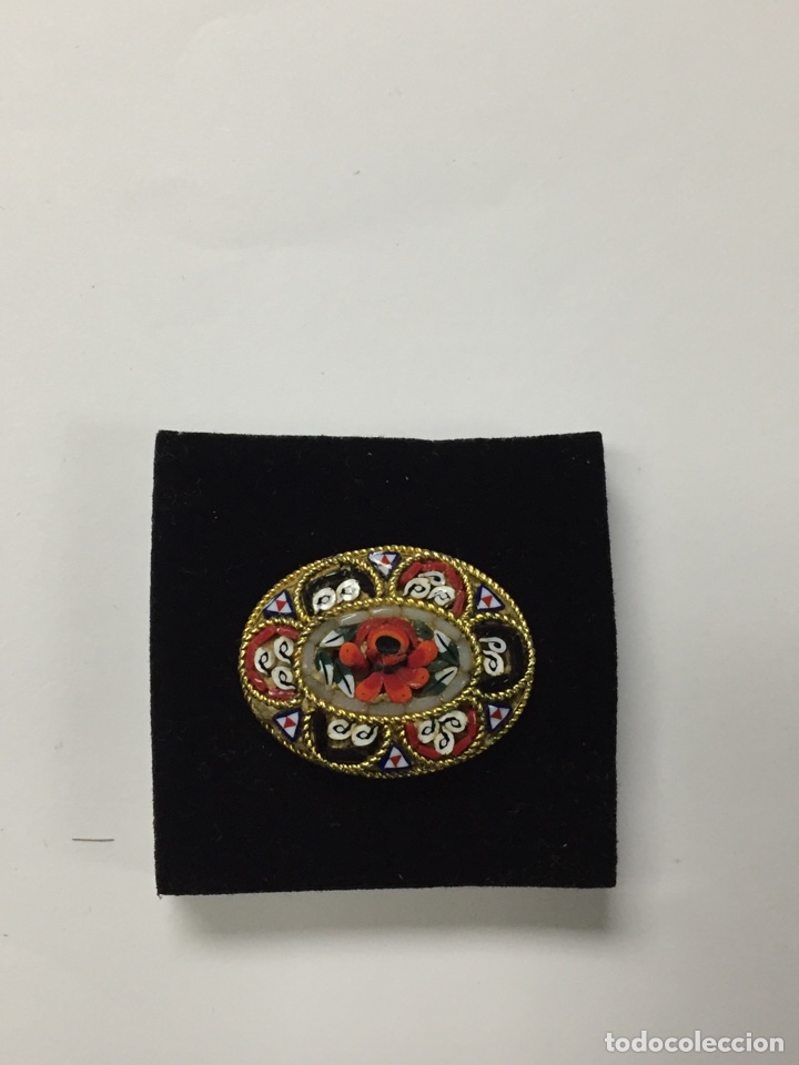 Vintage: Broche de lat&oacute;n pintado a mano /B71 - Foto 4