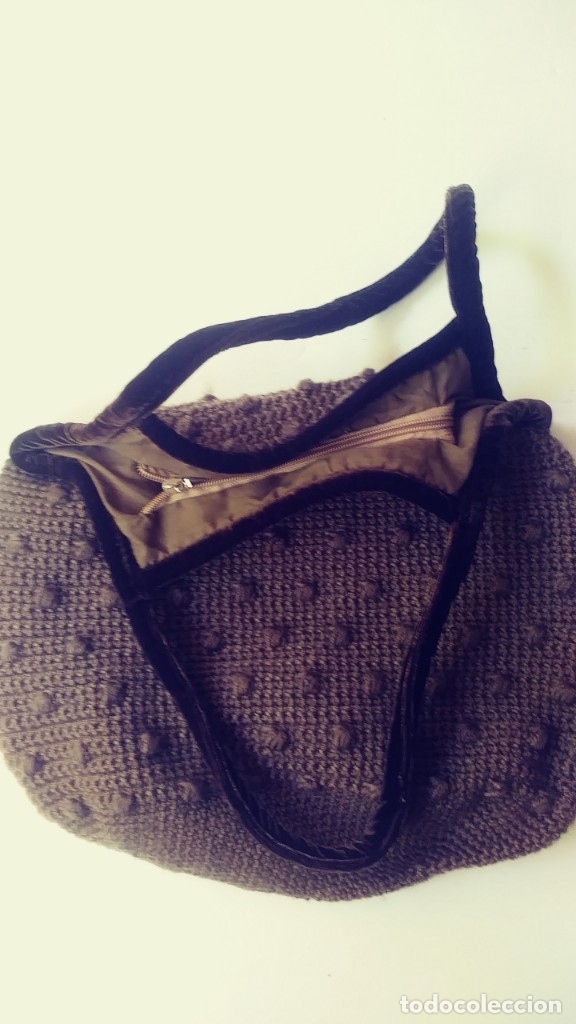 Vintage: bolso de ganchillo y terciopelo - Foto 2