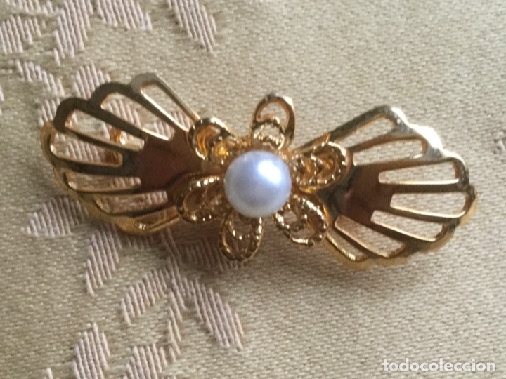 Vintage: BROCHE VINTAGE DORADO CON PERLA CENTRAL - Foto 4