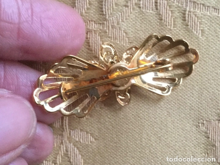 Vintage: BROCHE VINTAGE DORADO CON PERLA CENTRAL - Foto 5