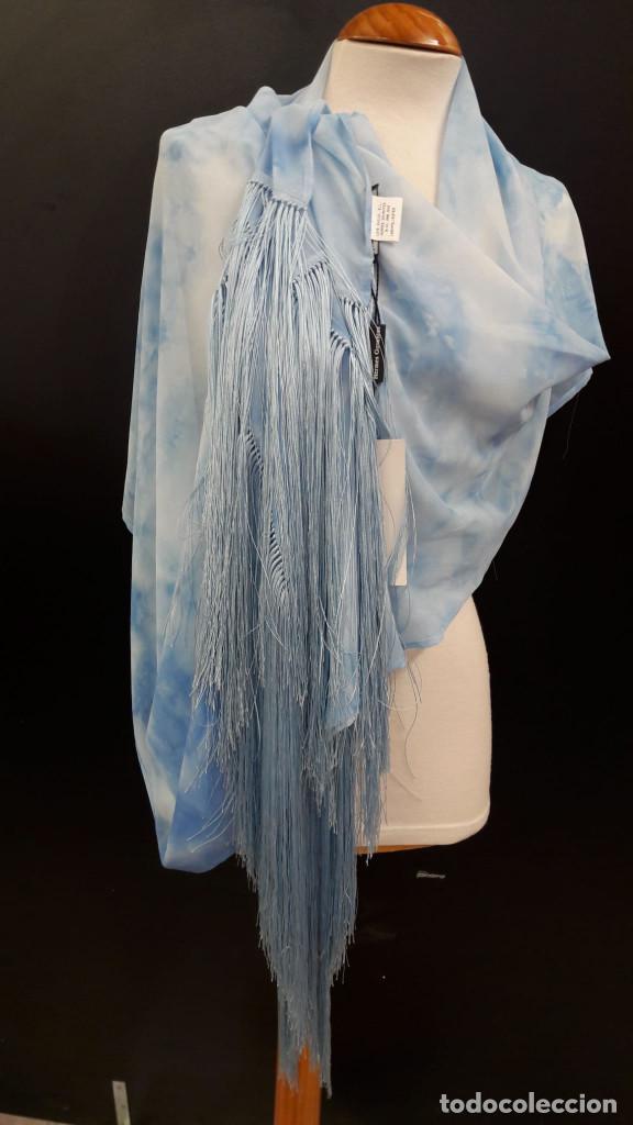 Vintage: ECHARPE. CHAL CON FLECOS. AZUL. HERMES GOVANTES - Foto 1