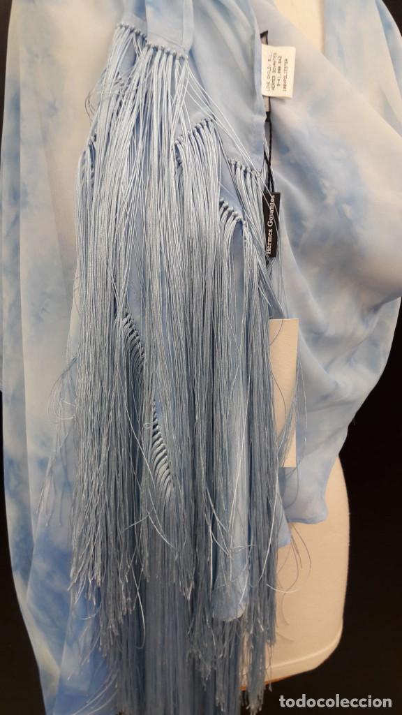 Vintage: ECHARPE. CHAL CON FLECOS. AZUL. HERMES GOVANTES - Foto 2