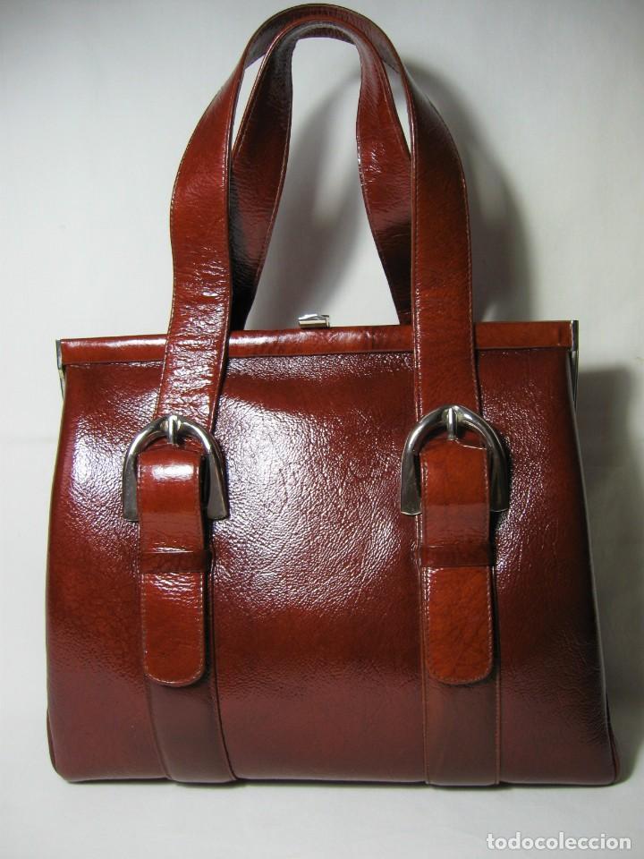 Vintage: BOLSO EN PIEL CHAROL MARR&Oacute;N - CO&Ntilde;AC - Foto 1