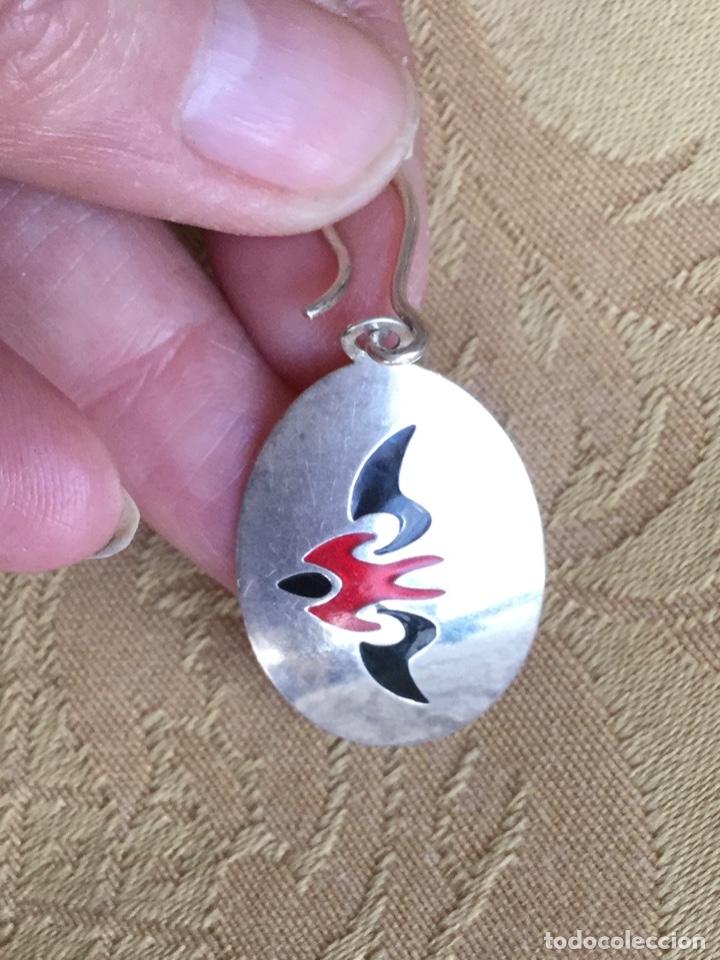Vintage: PENDIENTES ORIENTALES DE PLATA DE LEY Y ESMALTE - Foto 4