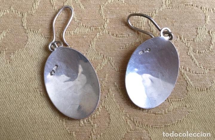Vintage: PENDIENTES ORIENTALES DE PLATA DE LEY Y ESMALTE - Foto 8