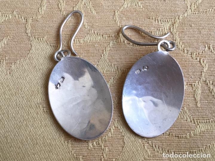 Vintage: PENDIENTES ORIENTALES DE PLATA DE LEY Y ESMALTE - Foto 9