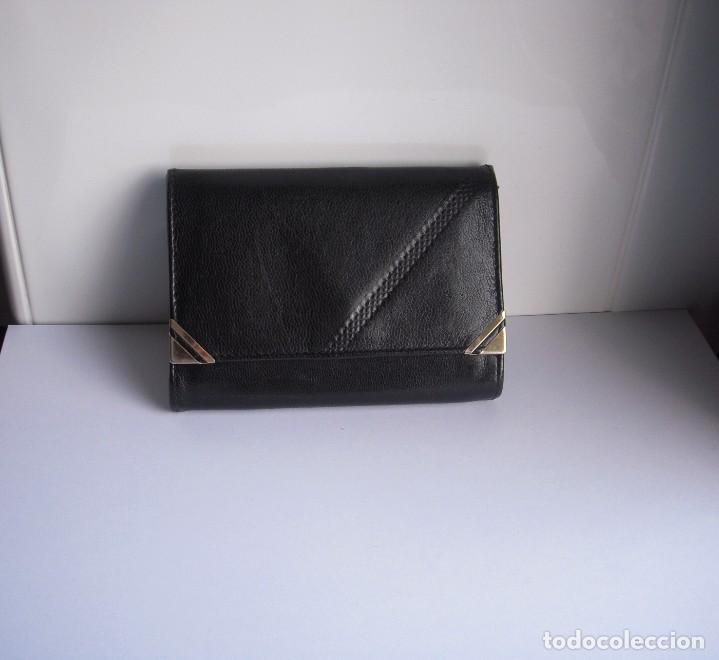 Vintage: MONEDERO BILLETERO DE PIEL NEGRO - Foto 1