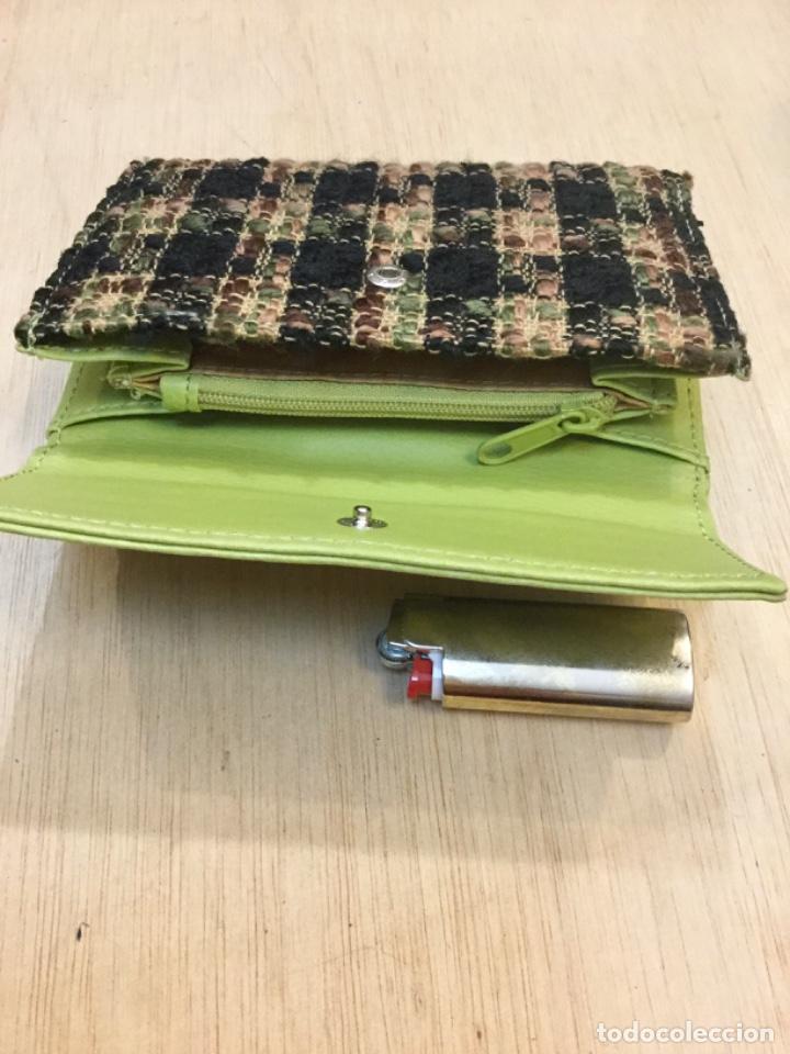 Vintage: Cartera monedero en piel y textil. NUEVA - Foto 4