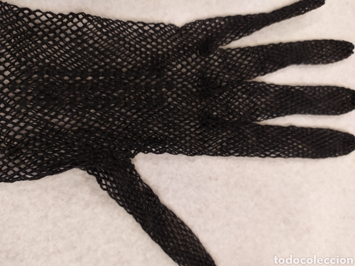 Vintage: Guantes negros de rejilla. - Foto 3