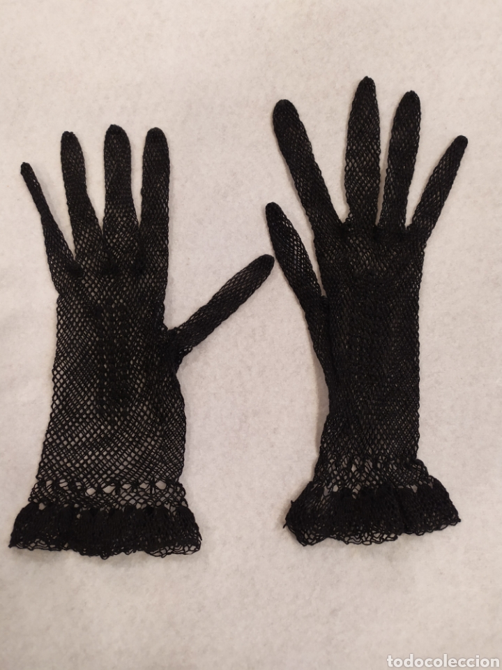 Vintage: Guantes negros de rejilla. - Foto 1