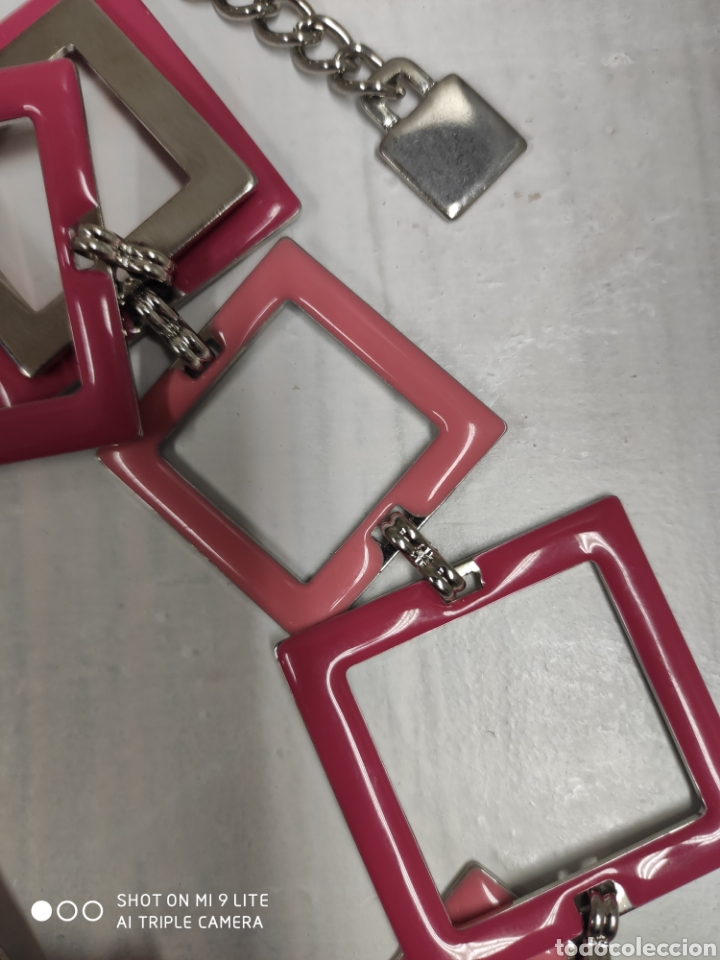 Vintage: CINTUR&Oacute;N CADENA ROSA y plata - Foto 3