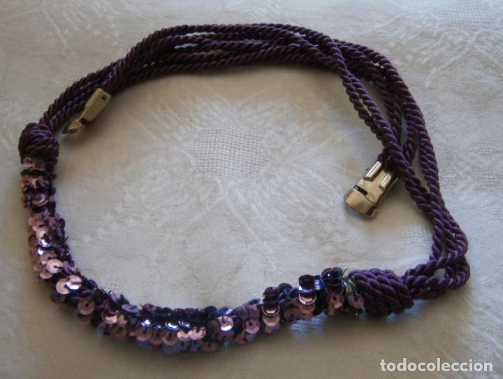 Vintage: cinturon cordon morado con lentejuelas 70 cms de largo - Foto 1