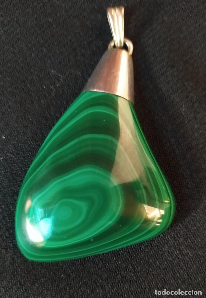 Vintage: COLGANTE DE PLATA Y MALAQUITA - Foto 1