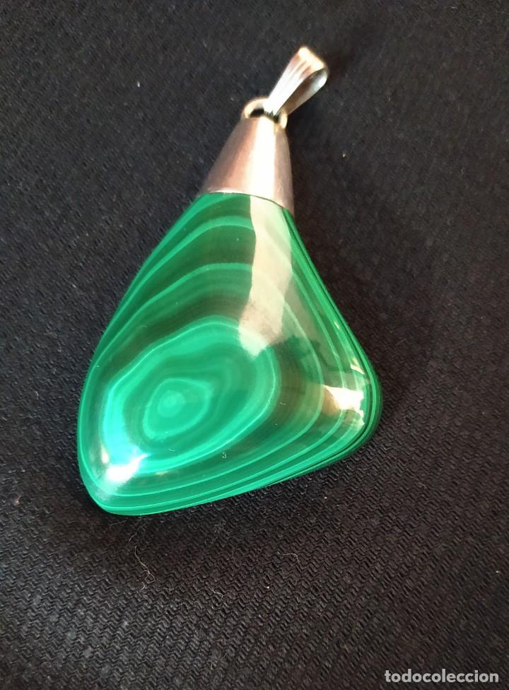 Vintage: COLGANTE DE PLATA Y MALAQUITA - Foto 2