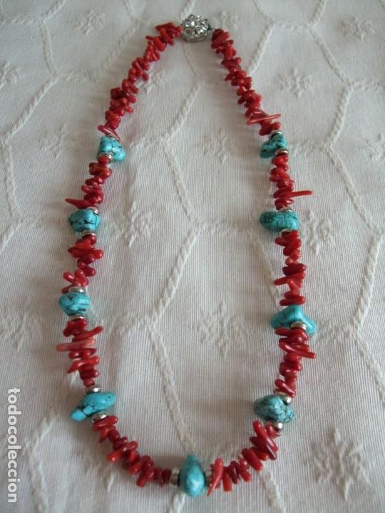 Vintage: COLLAR TURQUESAS Y RAMAS DE BAMBU ROJO - Foto 6