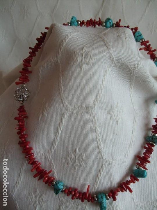 Vintage: COLLAR TURQUESAS Y RAMAS DE BAMBU ROJO - Foto 7