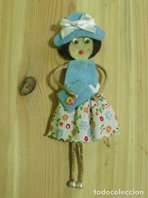 Vintage: Alfiler Broche Mujer Fieltro - Foto 3