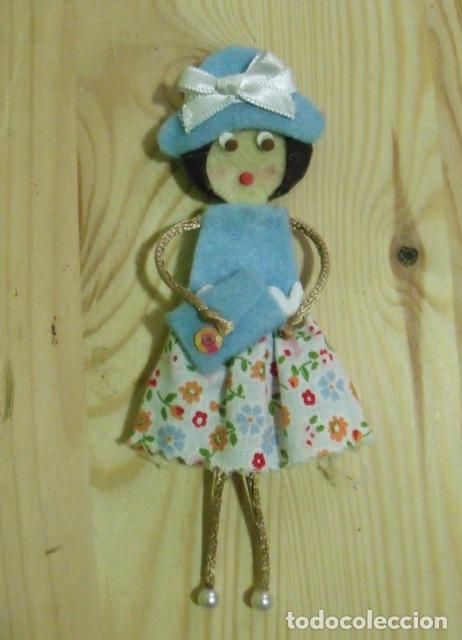 Vintage: Alfiler Broche Mujer Fieltro - Foto 1